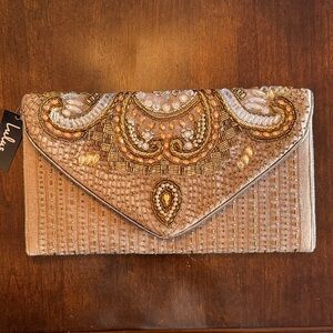 NWT Lulus Gold Beaded Clutch
